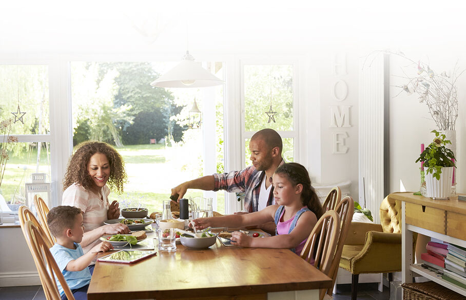 family around dining table